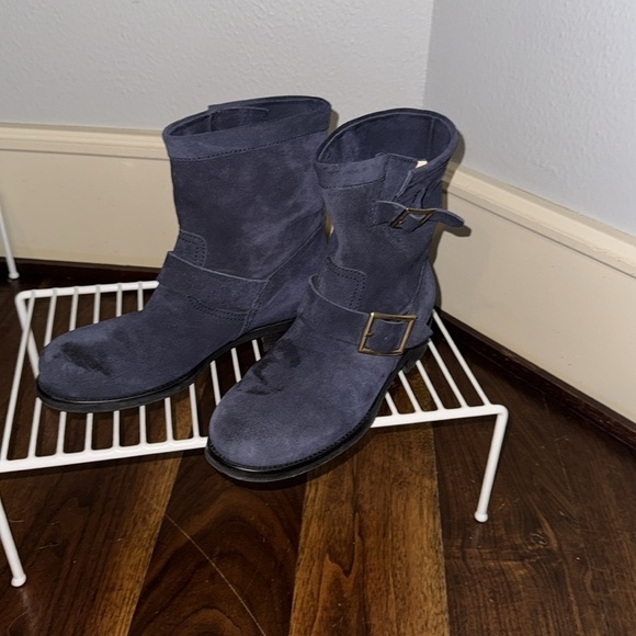 Jimmy Choo Navy Suede Biker Boot - Size 39.5 - Picture 16 of 16